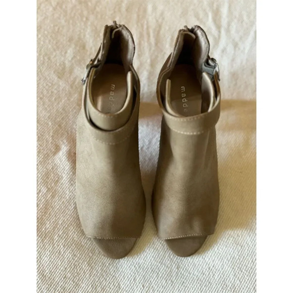 Madden Girl Women's Beige Open Toe Booties High Heel Ankle Strap - Picture 2 of 9